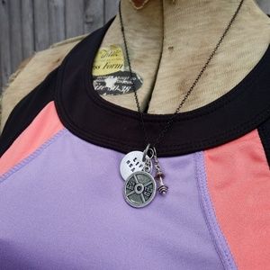 Lift - silver dumbbell weight plate charm necklace